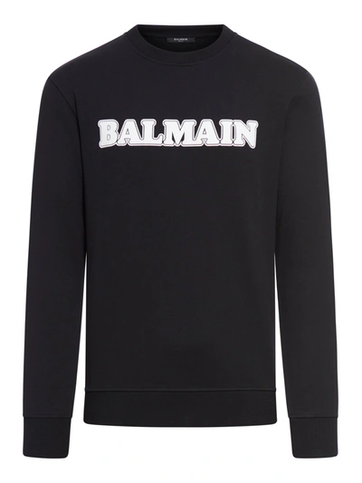 Shop Balmain Retro  Flock Sweatshirt In Black