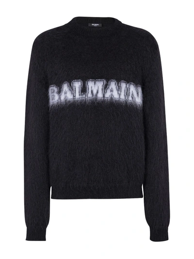 Shop Balmain Retro  Pullover In Brushed Mohair In Black