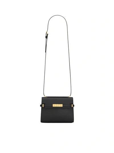 Shop Saint Laurent Mini Manhattan Box Leather Shoulder Bag In Black