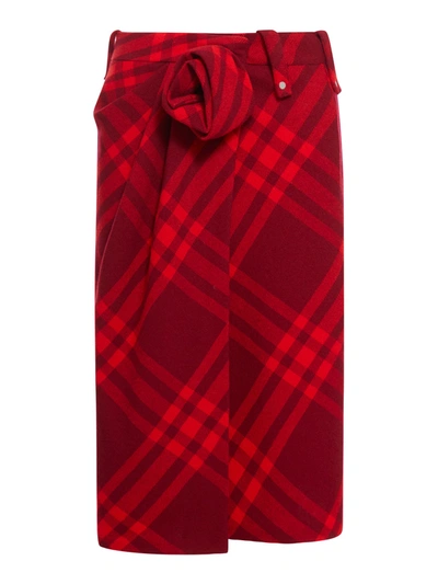 Shop Burberry Skirt In Wool In Red
