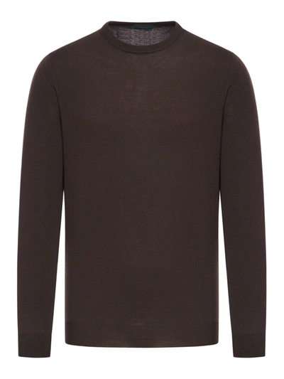 Shop Zanone Textured Sweater In Brown