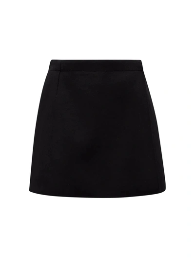 Shop Moncler Wool Mini Skirt In Black
