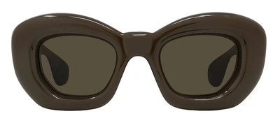 Shop Loewe Lw40117i 48e Butterfly Sunglasses In Brown