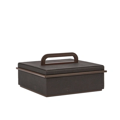 Addison Ross Ltd Uk Small Anthracite Faux Shagreen Box