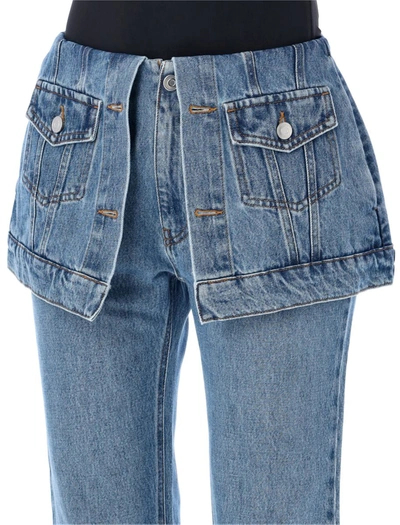 Shop Coperni Flap Jeans In Washed Blue