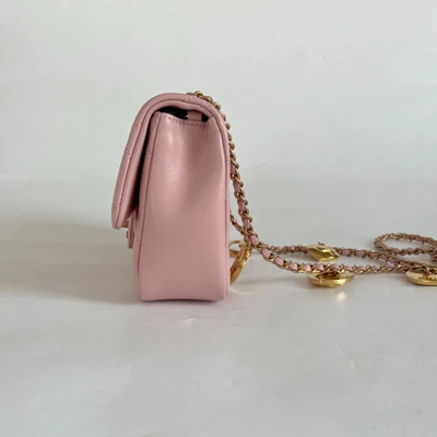 Pre-owned Chanel Pink Leather Classic Quilted Heart Charm Flap Bag