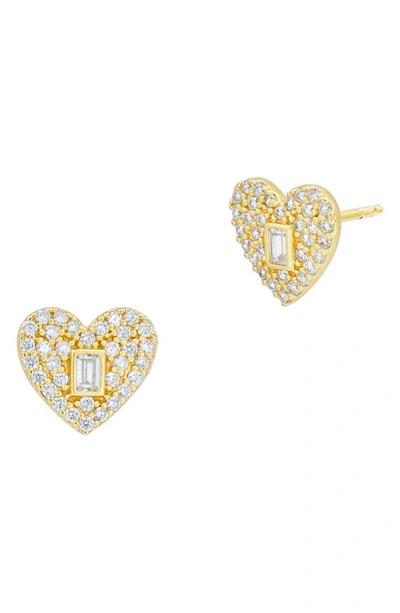 Shop Freida Rothman Heart Stud Earrings In Gold
