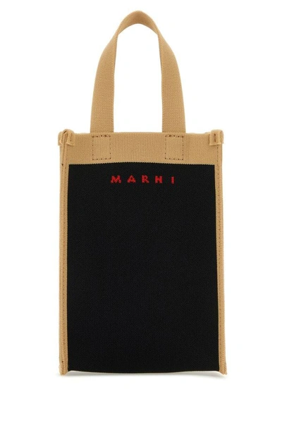 Shop Marni Man Two-tone Jacquard Mini Crossbody Bag In Multicolor