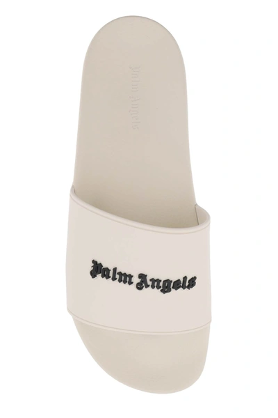 Shop Palm Angels Logo Slides Men In Cream