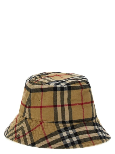 Shop Burberry Bucket Hat Check In Beige