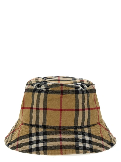 Shop Burberry Bucket Hat Check In Beige