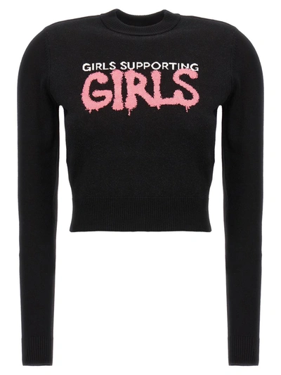Shop Chiara Ferragni 'girls Supporting Girls' Sweater In Black