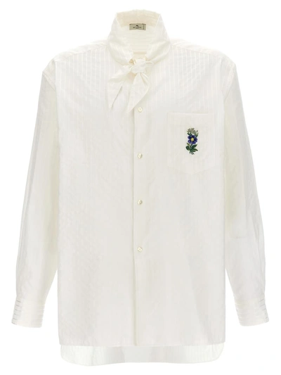 Shop Etro Floral Embroidery Shirt In Gray