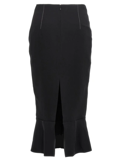 Marni Flounce Hem Midi Skirt With High Waist In Black