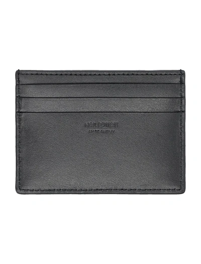 Neil Barrett Leather Fair-isle Thunderbolt Card Holder In Black