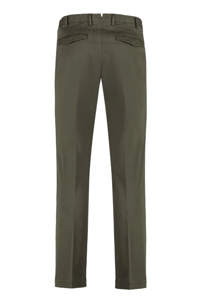 Shop Pt01 Pantaloni Torino Stretch Cotton Trousers In Green