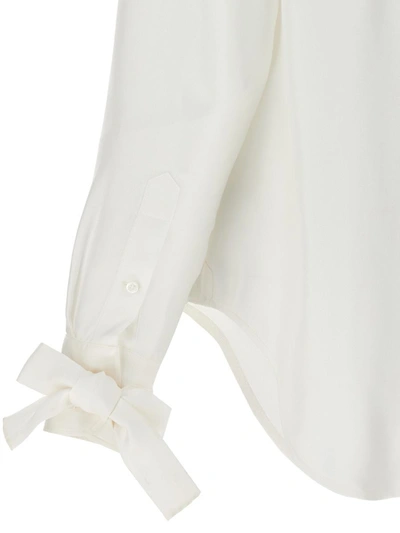 Shop Thom Browne Silk Bow Shirt In White