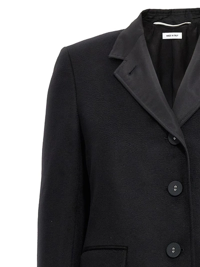 Shop Thom Browne Single-breasted Cashmere Coat In Black
