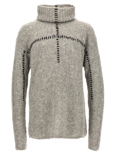 Shop Thom Krom Contrast Embroidery Sweater In Gray