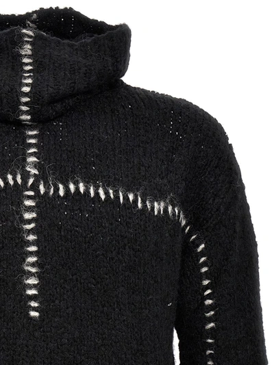 Shop Thom Krom Contrast Embroidery Sweater In Black