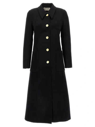 Shop Tory Burch Single-breasted Wool Coat In Black