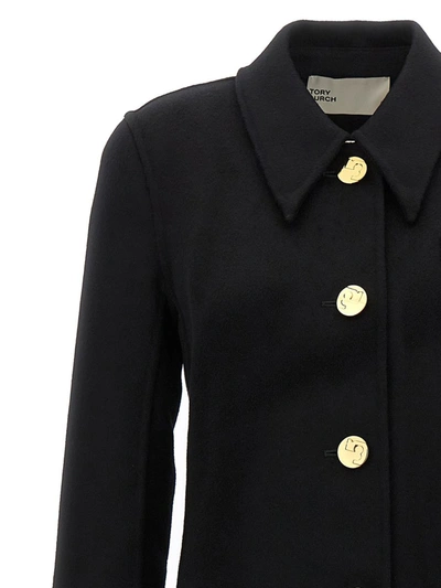 Tory Burch Single-breasted Wool Jacket With Embellished Buttons In Black