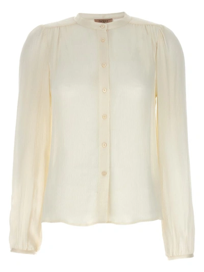 Shop Twinset Feather Detail Shirt In White