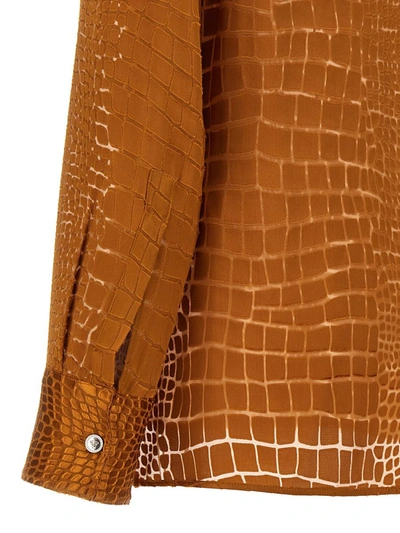 Shop Versace 'crocodile' Shirt In Brown