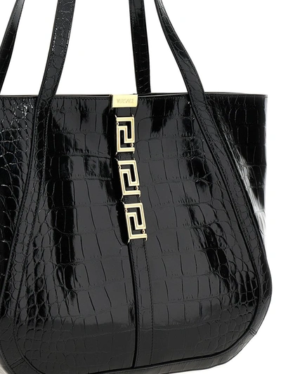 Shop Versace 'greca Goddess' Large Shopping Bag In Black