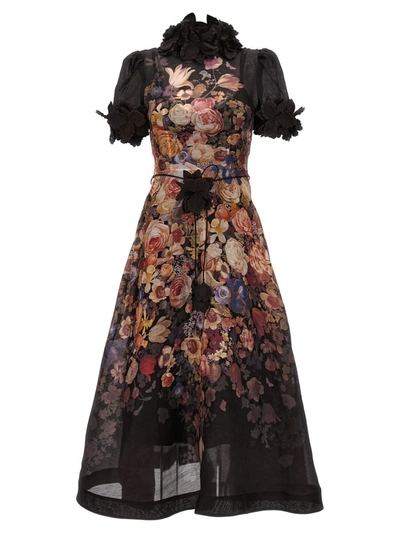 Shop Zimmermann 'luminosity Liftoff Flower Midi' Dress In Multicolor