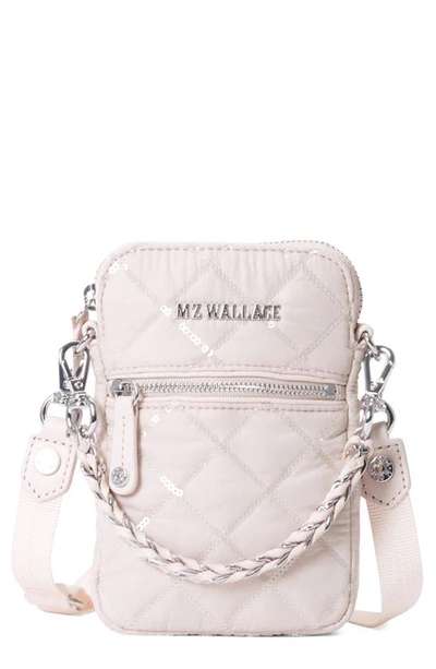Shop Mz Wallace Micro Crosby Crossbody Bag In Rose With Sequins
