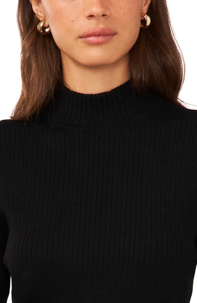 Halogen Short Sleeve Mock Neck Rib Sweater In Rich Black