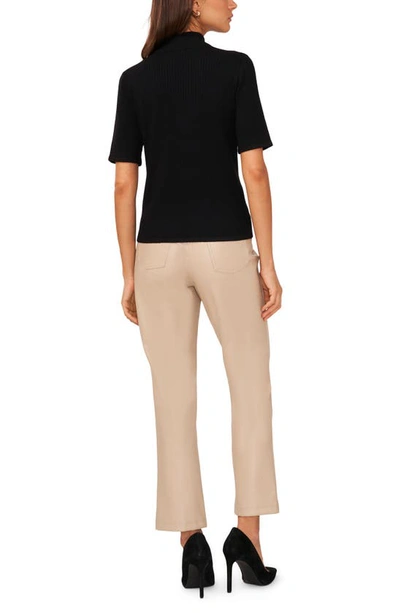 Halogen Short Sleeve Mock Neck Rib Sweater In Rich Black