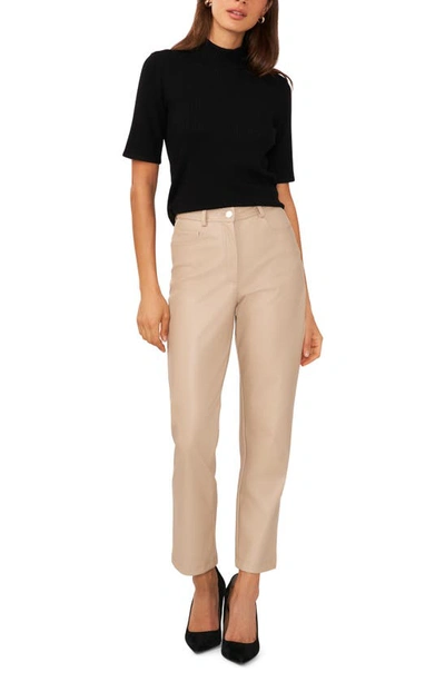 Halogen Short Sleeve Mock Neck Rib Sweater In Rich Black