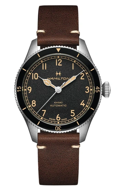 Shop Hamilton Khaki Aviation Pilot Pioneer Watch, 38mm In Black