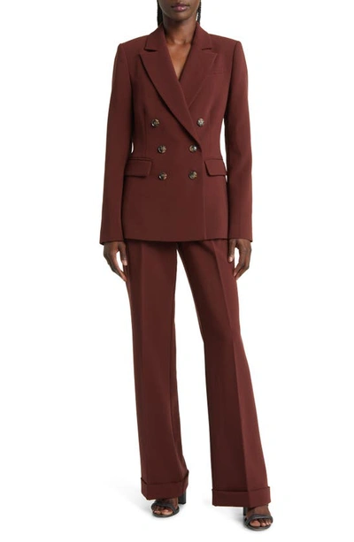 Shop Paige Malbec Double Breasted Blazer In Mahogany