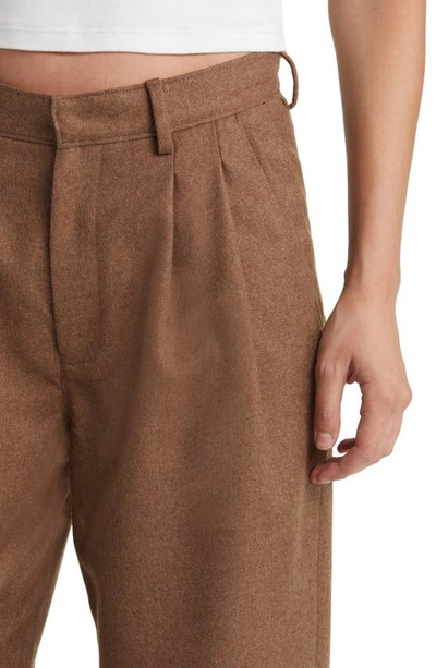 Shop Ag X Emrata Joan Pleated Wide Leg Wool Pants In Umber