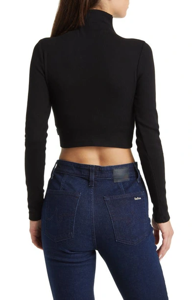 Shop Ag X Emrata Kathryn Mock Neck Stretch Cotton Crop Sweater In True Black