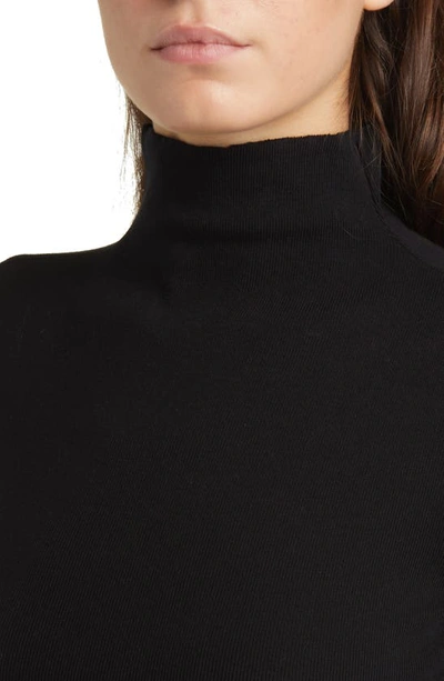 Shop Ag X Emrata Kathryn Mock Neck Stretch Cotton Crop Sweater In True Black
