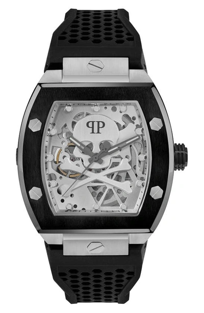 Shop Philipp Plein The $keleton Silicone Strap Watch, 44mm In Two Tone