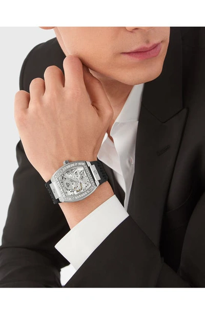 Philipp Plein The Skeleton Silicone Strap Watch, 44mm In Stainless Steel