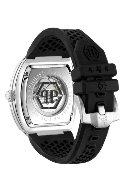 Shop Philipp Plein The Skeleton Silicone Strap Watch, 44mm In Stainless Steel