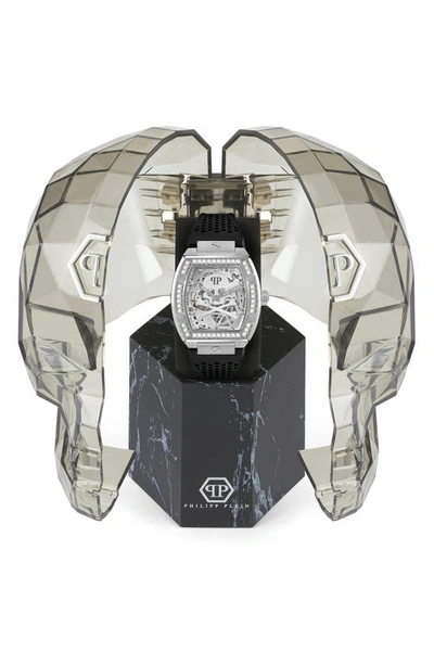 Philipp Plein The Skeleton Silicone Strap Watch, 44mm In Stainless Steel