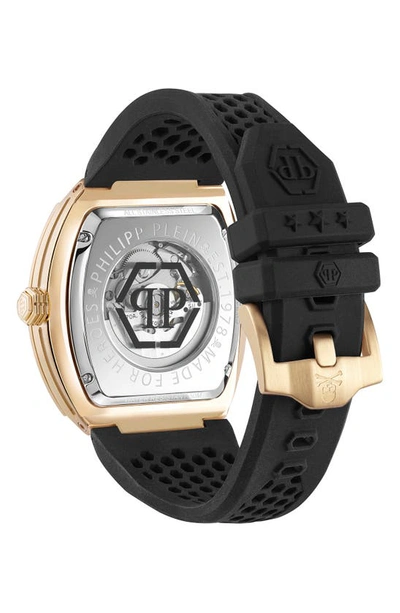 Shop Philipp Plein The Skeleton Silicone Strap Watch, 44mm In Ip Yellow Gold