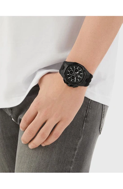 Philipp Plein Octagonal Case Chronograph Watch With Black Guilloche Dial In Ip Black