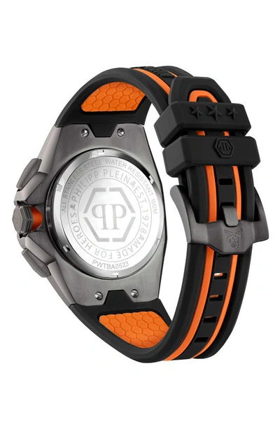 Shop Philipp Plein Octagon Silicone Strap Chronograph Watch, 44mm In Ip Gunmetal
