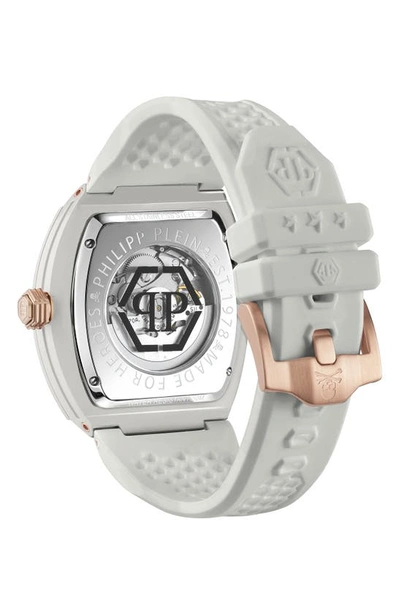 Shop Philipp Plein The $keleton Ceramic Silicone Strap Watch, 44mm In Grey Eco Ceramic