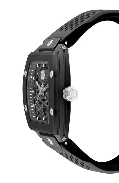 Shop Philipp Plein The $keleton Ceramic Silicone Strap Watch, 44mm In Black Eco Ceramic