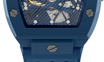 Shop Philipp Plein The $keleton Ceramic Silicone Strap Watch, 44mm In Blue Eco Ceramic