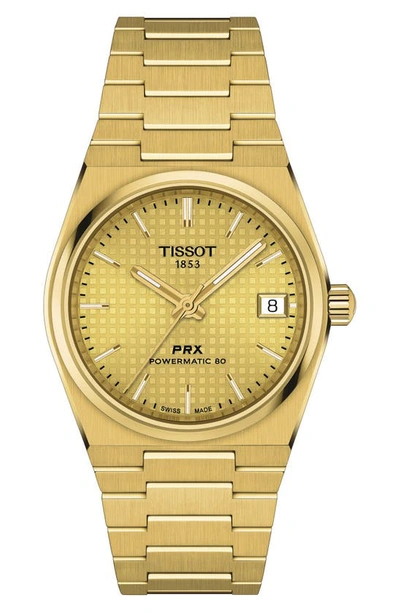Tissot Women's Swiss Automatic Prx Powermatic 80 Gold Pvd Stainless Steel Bracelet Watch 35mm In Gold